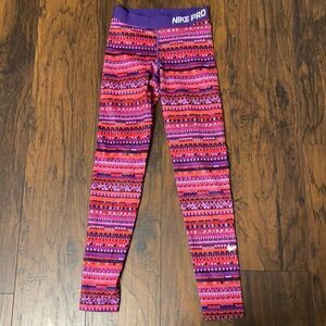 Nike Pro pink Dri Fit training leggings size S EUC HYPERWARM 8 BIT DRI-FIT